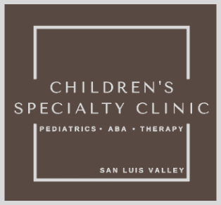 A brown and white logo for children 's specialty clinic.