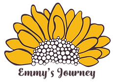 A yellow flower with the words " emmy 's journey ".