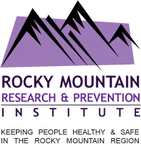 A purple and white logo of rocky mountain research & prevention institute.