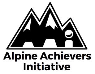 A black and white logo of the alpine achiever initiative.