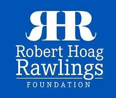 A blue and white logo of the robert hoag rawlings foundation.